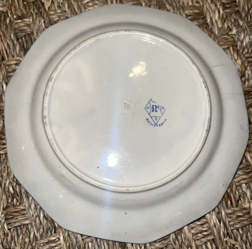 Blue White Transferware Plate England Staffordshire Ironstone Vintage Mark - Picture 9 of 17