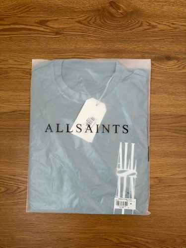 All Saints Organic Cotton Crew T-Shirt Blue - Picture 3 of 4