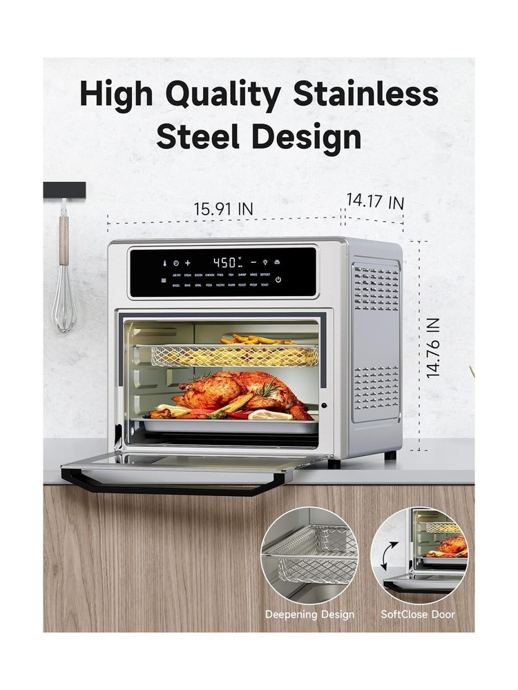 26.4 Qt 18-in-1 Air Fryer Toaster Oven Combo with Convection
