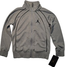 Nike Air Jordan Jumpman Boys Full Zip Sweatshirt Sz 4 Heather Grey FREE SHIP 45
