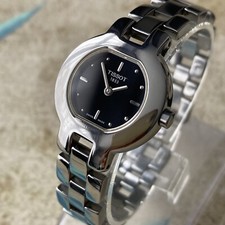 Tissot Watch Ladies Swiss Made Black Dial Sapphire Glass All Steel 24mm Case
