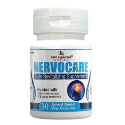 Deep Ayurveda NERVOCARE- 30CAPS Veg Brain Supplement Depression  & Anxiety Care
