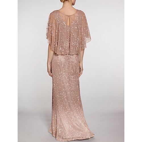 Gina Bacconi rose beaded mesh dress with cape New with tags image 2