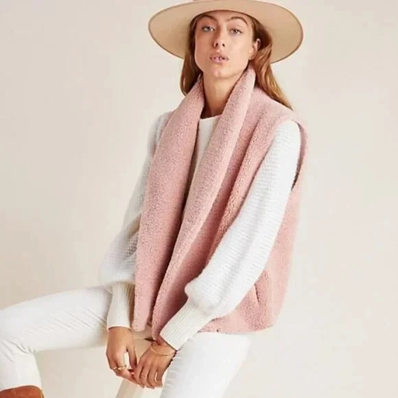 Norla Canada Rhodes Pink Sherpa Faux Fur Vest Size M L