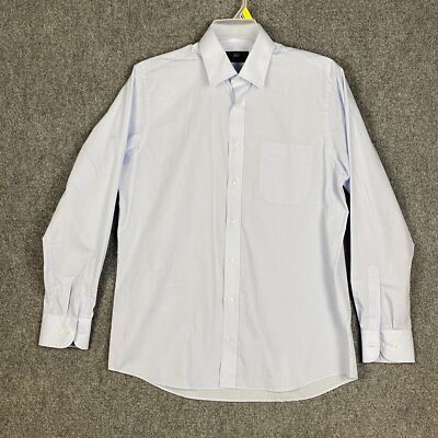 Marks & Spencer Dress Shirt Men's 16 41 Long Sleeve Blue Polyester Blend Adults