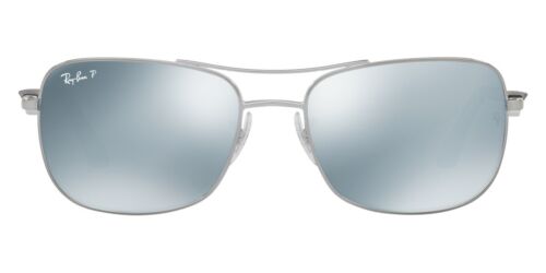 Ray-Ban 0RB3515 Sunglasses Men Silver Square 61mm New 100% Authentic - Afbeelding 1 van 7