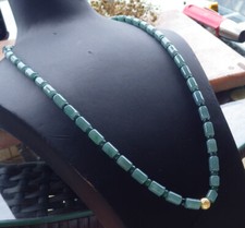Video Certified Green A JADE Jadeite Bamboo Beads Necklace 26 inches    663075
