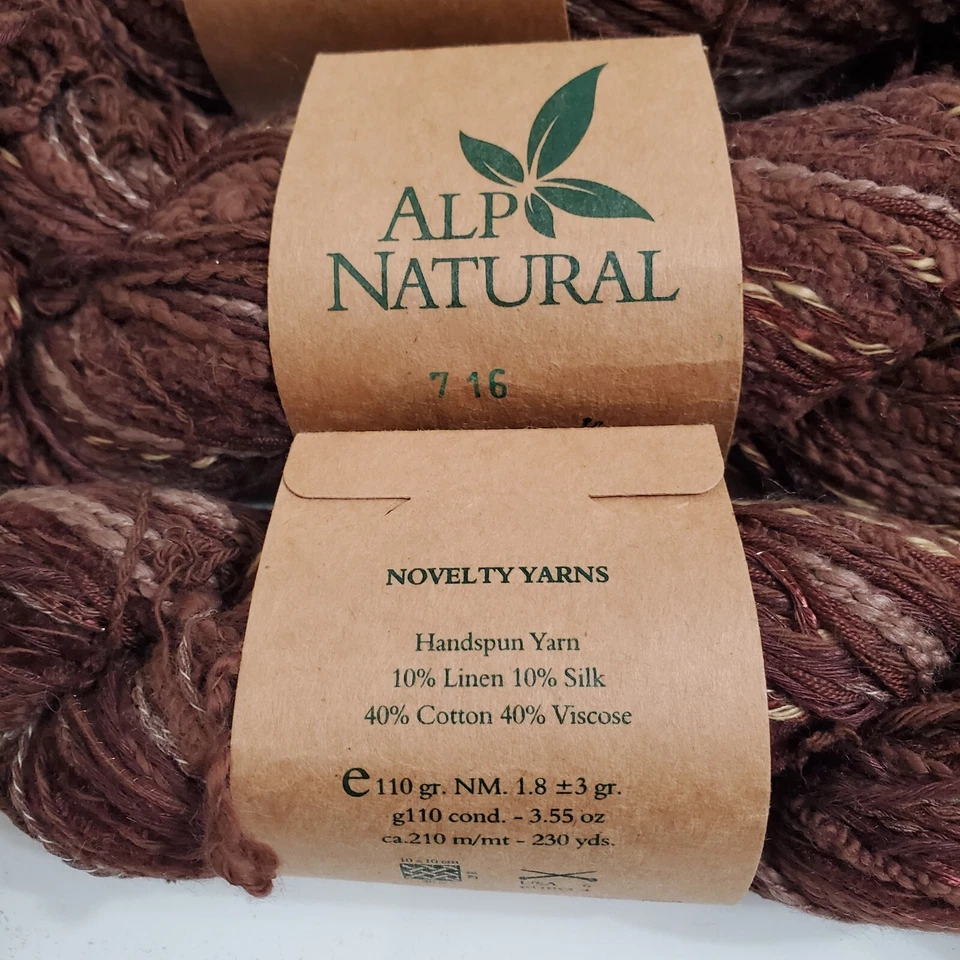 Lote de 5 hilos naturales de novedad Feza Alp Hank 716 algodón lino seda mezcla viscosa Foto 4 de 4