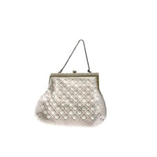 Small White Beaded Evening Bag Gold Chain And Kisslock Purse Handbag Vintage