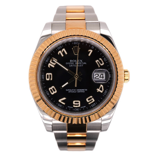Rolex Men's Datejust 41mm 18k Gold & Steel Oyster Black Arabic...