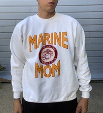 Vintage Marine Mom Sweater Sweatshirt Crewneck XXL White Made In USA Hanes 90’s
