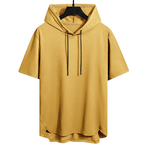Summer Men's With Hood Short Sleeve Hoodies Hip Hop T shirt Streetwear T Shirts - Imagen 4 de 21