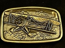 Vintage Bi-Plane Airplane Belt Buckle by AVON