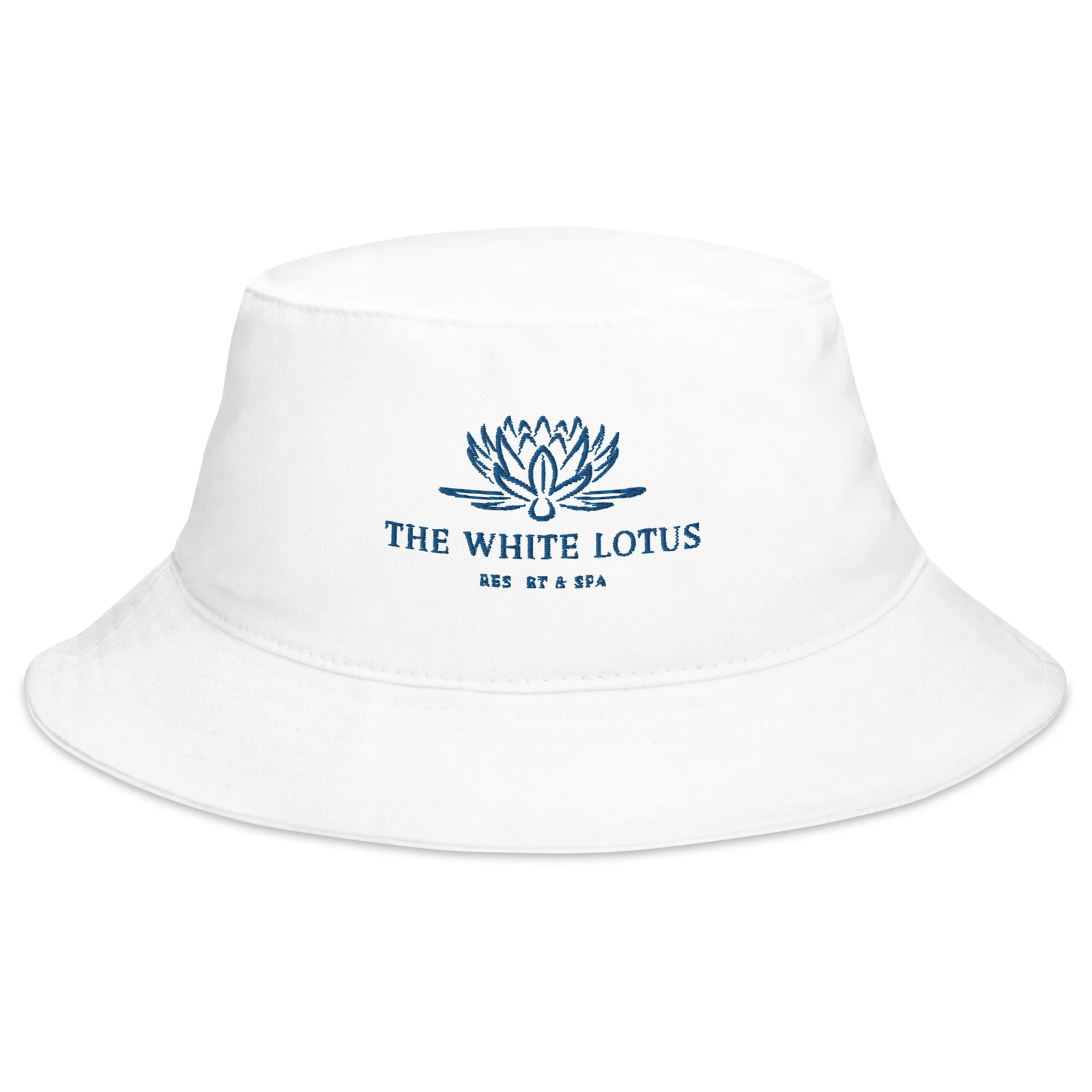The White Lotus Resort and Spa Unisex white Bucket Hat Embroidered