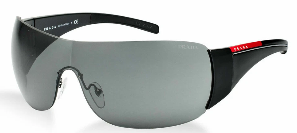 RARO NUEVO Genuino PRADA Deportivo Negro Escudo Envolvente Gafas de Sol SPS 02L PS 02LS 1AB1A1 Foto 2 de 4