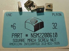 #6-32 SQUARE MACHINE SCREW NUTS STEEL PLAIN 5/16 AF X 7/64 TH (100)