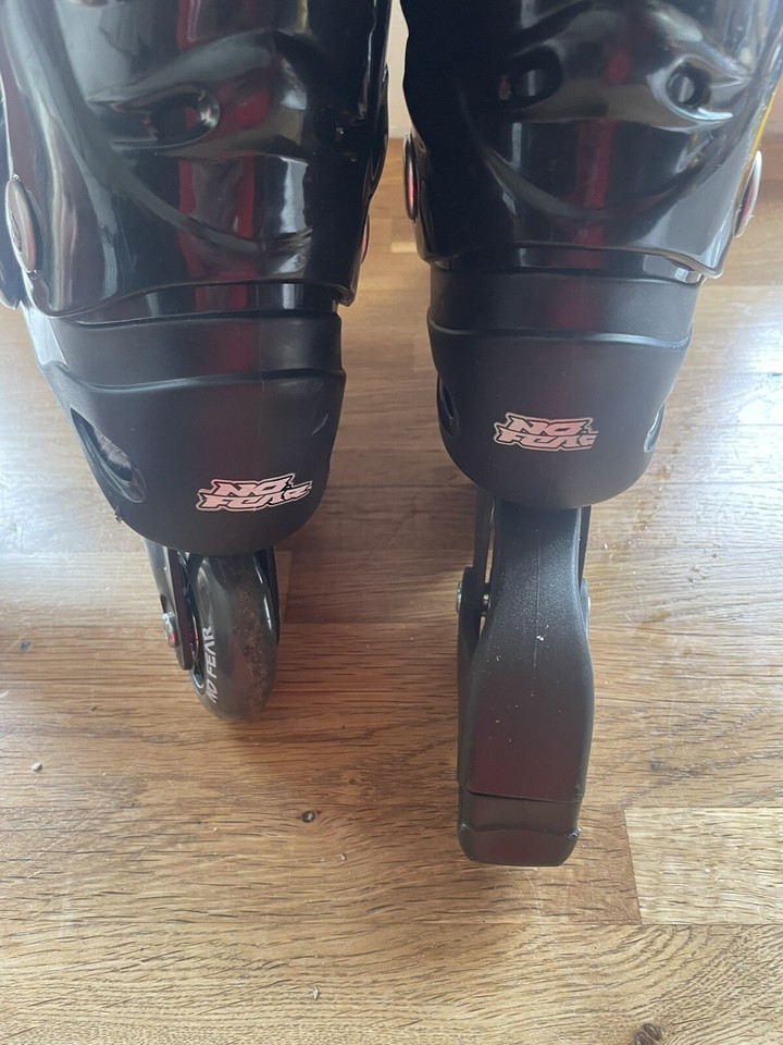 No Fear Inline Skates Roller Blades Black Grey Adjustable Adult Size UK