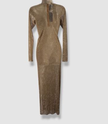 sheer knit long sleeve maxi dress $1060 Santa Brands Women's Gold Embellished One Size PARIS-BLUE