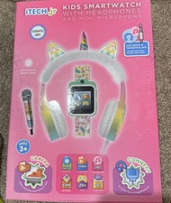 iTECH IJ207D-40-F01 Jr Kids Smartwatch With Mini Mic  Headphones, Pink Glitter