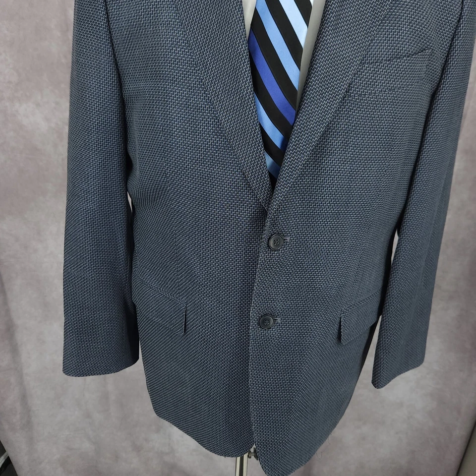 Joseph Abboud Blazer Mens 40R Blue Sports Coat Jacket Wool Silk 2 B Vtg USA - Image 2 of 4