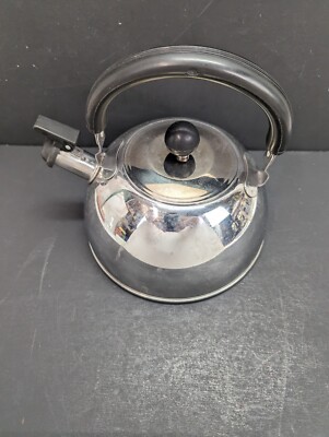 Vintage Corlini By Roscan Stainless Steel Whistling Tea Kettle 6 cups