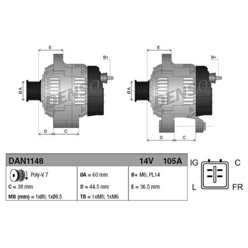 DENSO Generador Alternador 105A 14V para Honda Cr-V III Accord VIII - Imagen 3 de 3