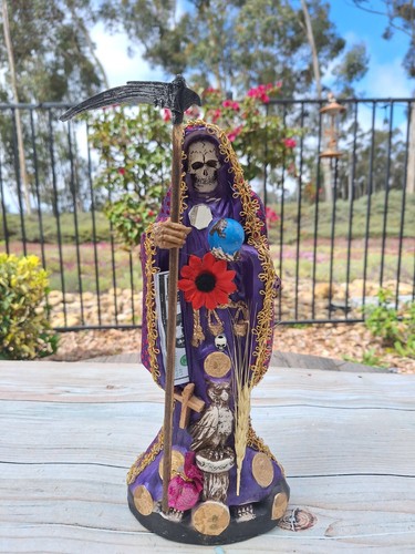 Santa Muerte Blessed Color Purple Size 13" / Dressed / Fx / Bendesida / Morada