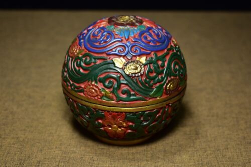 Konvolut chinesische Vintage Lackdose bemalt exquisite Andenkenbox Kunst - Bild 1 von 17