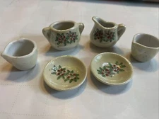 Vintage H Kato Porcelain Miniature Tea Set Pieces Dollhouse Occupied Japan 6 Pcs