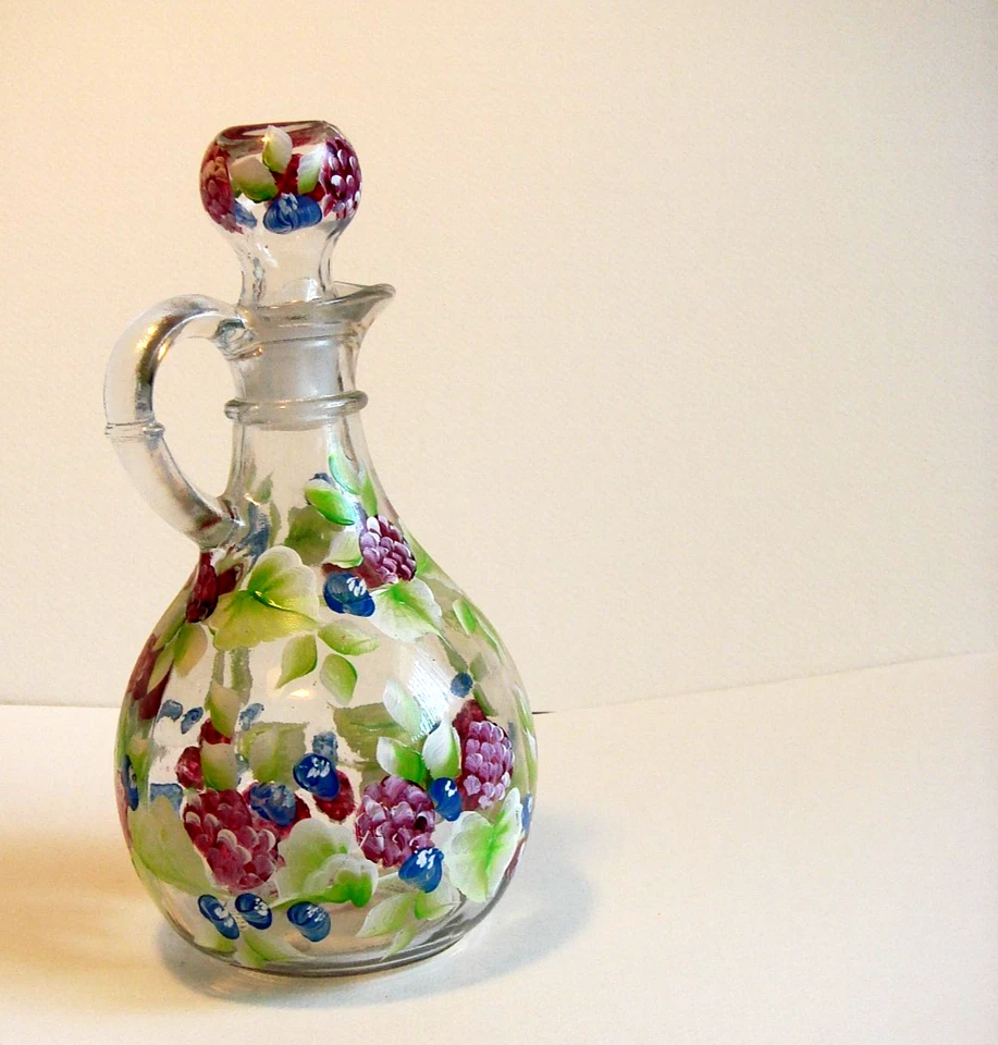 Nuevo Dispensador de Aceite Pintado a Mano Decorativo Bayas Hojas Verdes Idea de Regalo Foto 2 de 4
