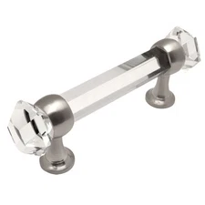 Cosmas Satin Nickel with Clear Glass Cabinet Pull #6393SN-C