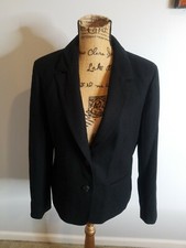 Pendleton Womens No Size Tag Sm Classic Black Wool Two-Button Blazer Pockets