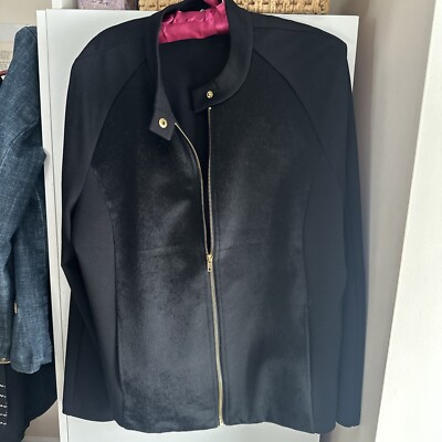 Chicos Women Black Full Zip Jacket Stand Up Snap Close Collar Size 2
