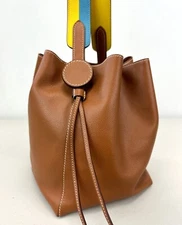 HERMES Licol Evercolor Calfskin Bucket Bag 17 Brown Bicolor Shoulder Strap