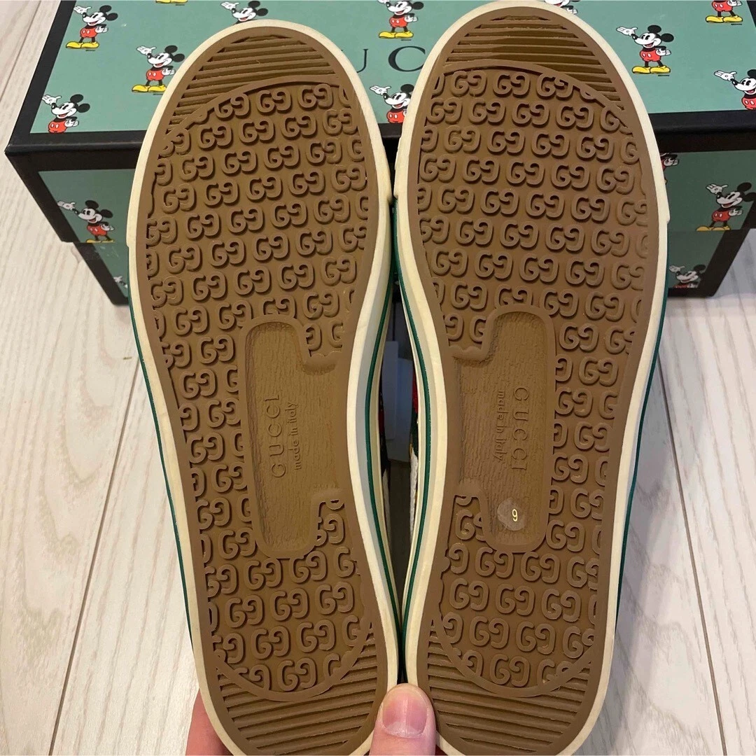 Chaussures baskets toile neuves GUCCI Disney Mickey Mouse tennis 1977 GG pointure 9,5 2501M