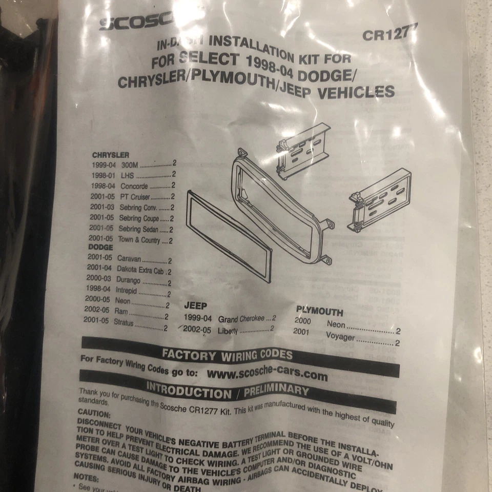 Dodge Dakota Scosche CR1277B instalación estéreo moldura din única kit de tablero de repuesto Foto 4 de 4