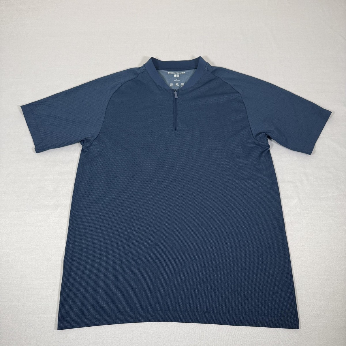 Uniqlo Shirt Mens Large Blue Roger Federer Dry EX 1/4 Zip Tennis