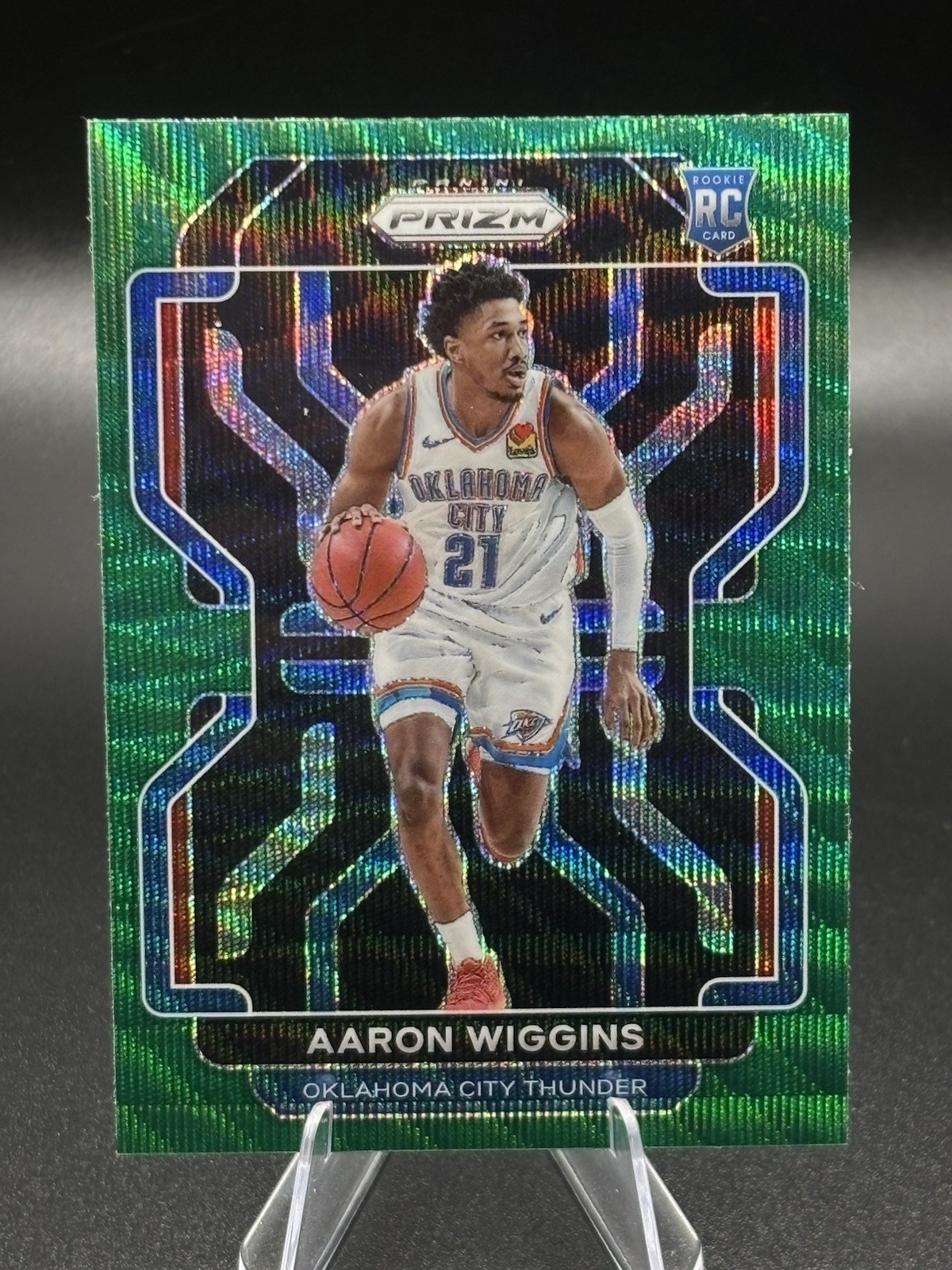 2021-22 Panini Prizm Aaron Wiggins Fanatics Green Wave Prizm RC #286 Thunder
