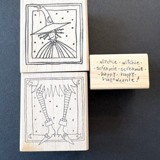 Halloween Lockhart Rare Set Witch Cute Poem Halloweenie LOT of 3 Rubber Stamp