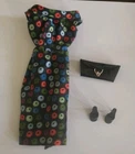 Vintage Barbie Apple Print Sheath Dress Japan  Shoes Pak  Purse  1959-1960