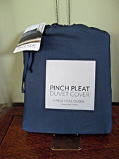 Navy Blue Pinch Pleat Duvet Cover Queen, 3 Pieces Soft Microfiber New