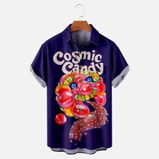 Mens Vintage Cosmic Candy Sizzling Candy Short Sleeve Shirt