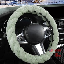 Fluffy Steering Wheel Cover 15 Inch Soft Plush Anti-slip Fuzzy Green