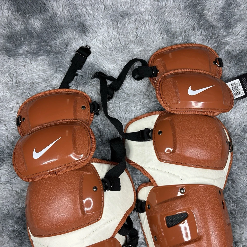 Protetores de perna Nike Vapor Pro Catchers adulto 16” Texas laranja queimado branco PBP579-801 - Imagem 2 de 4