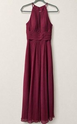 Azazie Cabernet Chiffon Halter Keyhole Bridesmaid Dress/Formal Gown Size A0 (XS)