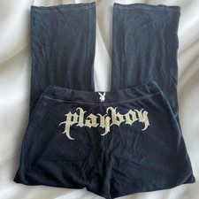 Y2K vintage Playboy x Pacsun black graphic flared sweats skater retro
