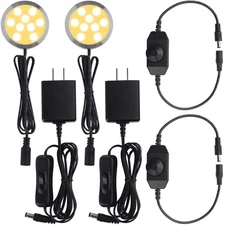 2 Pack 2.5-Inch Under Cabinet Light Single LED Puck Light Warm White