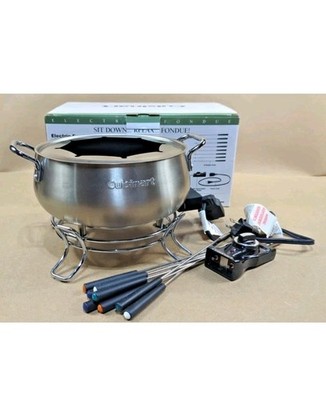 New Cuisinart CFO-3SS Electric Fondue Set 3 Qt Stainless 8 Forks 1000 W Adj Temp