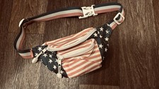 American Flag Waist Pack Adjustable Strap Hiking Fanny Pack External Pockets