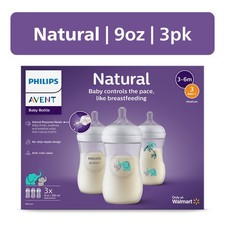 Philips Avent Natural Baby Bottle with Natural Response Nipple, Teal Elephant